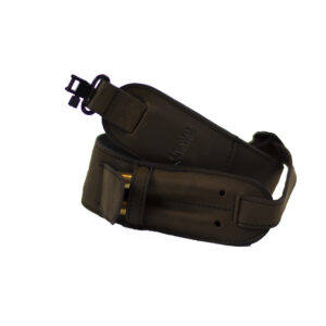 Riffelrem brun læder, patronholder, rembøjler, neopren bagside